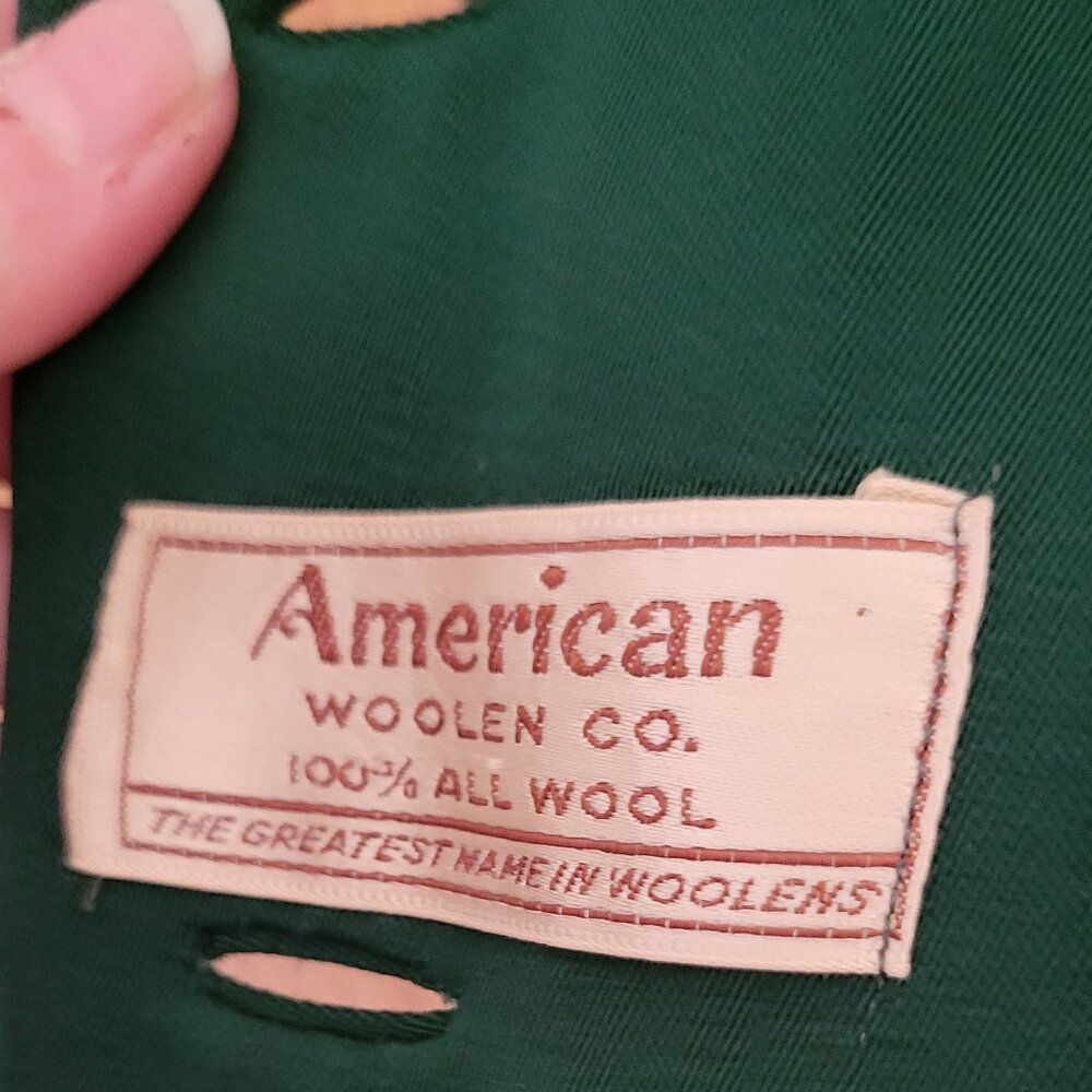 American Woolen Co Vintage 1940s Applique Blazer Emerald Green Rockabilly Pinup - Picture 2 of 11